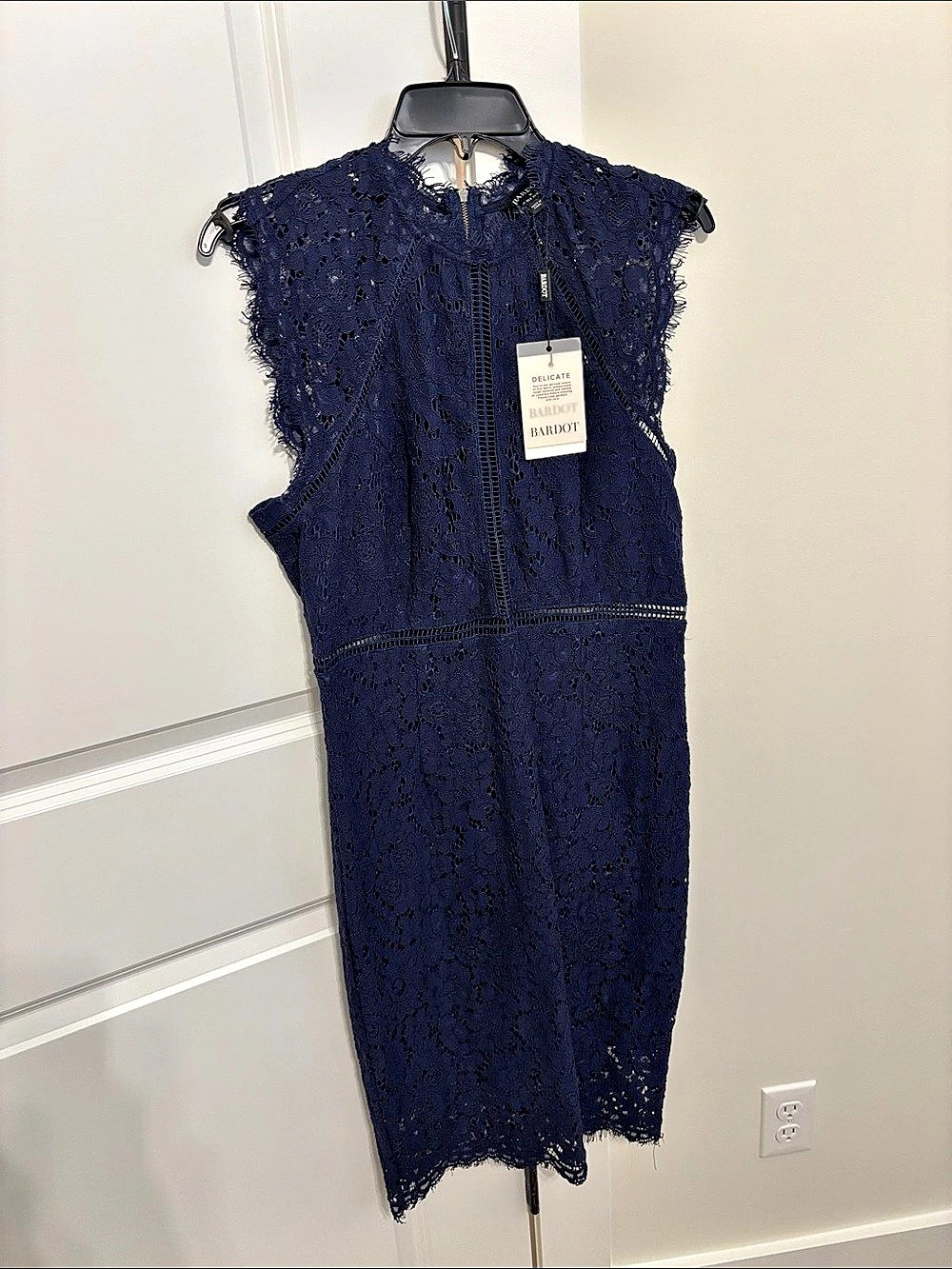 Bardot Floral Lace Midi Dress in Blue NWT